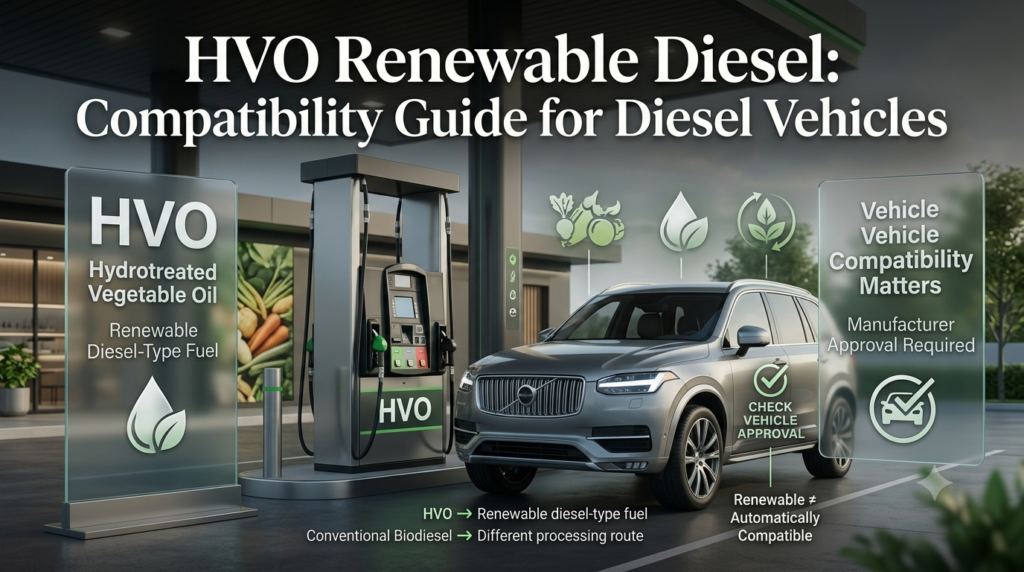 HVO renewable diesel explained with hydrotreated vegetable oil and diesel vehicle compatibility guidance