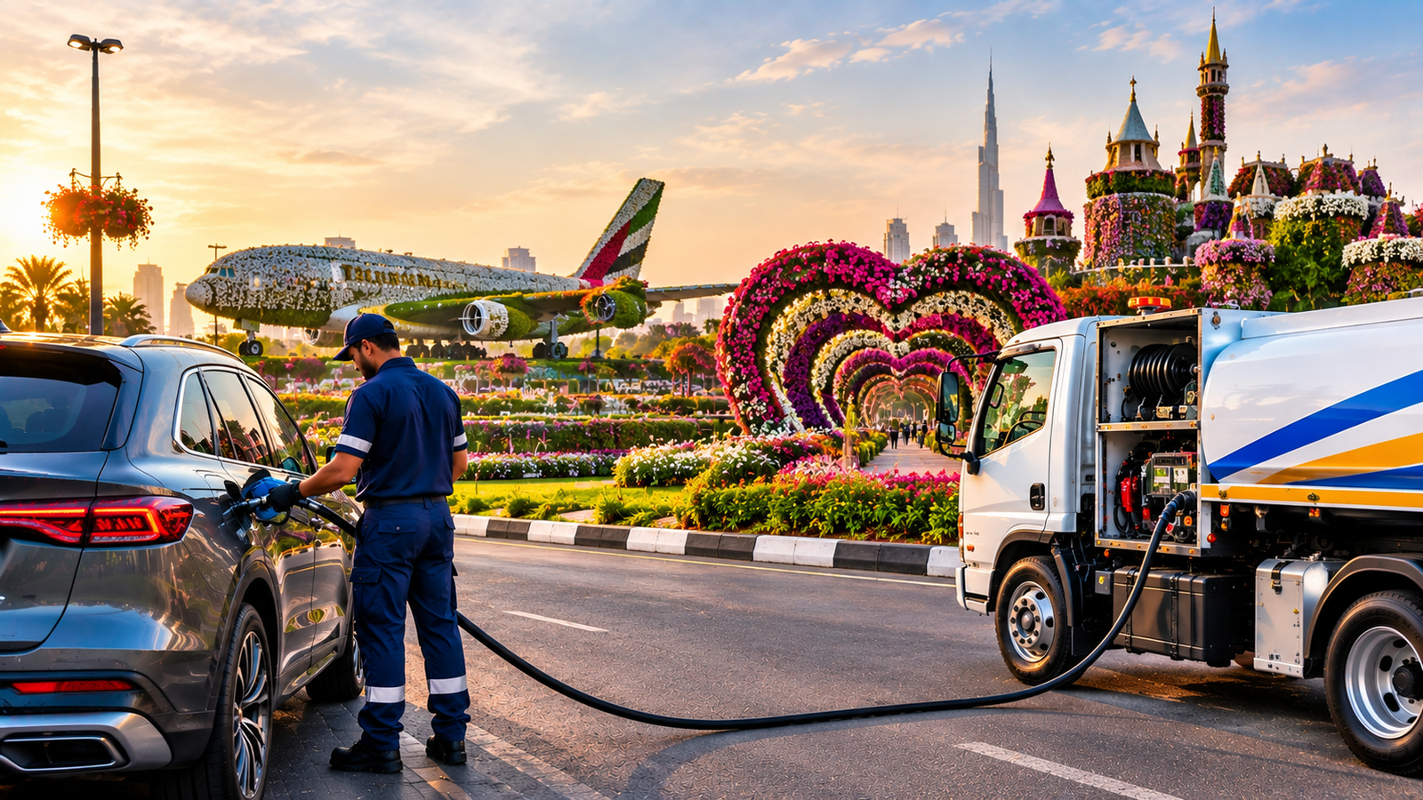Fuel delivery near Dubai Miracle Garden Al Barsha South