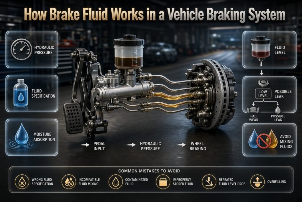 Tire safety infographic showing pressure loss, sidewall damage, tread damage, vibration, TPMS warnings, and uneven wear.